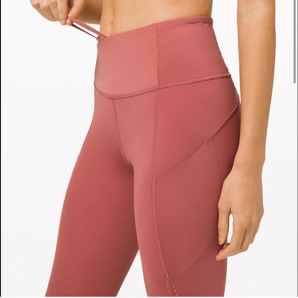 Lululemon Fast and Free High Rise Crop 21" Elite Cherry Tint size 12